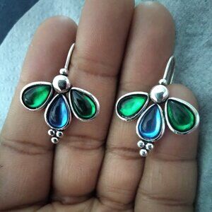 Earrings gift wedding formal green blue